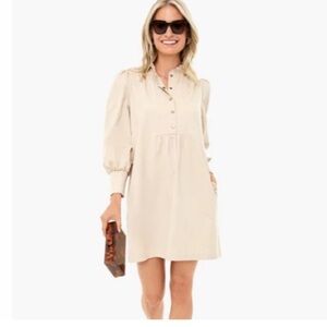 Tuckernuck X Pomander Place | Khaki Claiborne Shift Dress Snap Buttons Medium